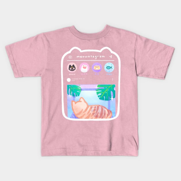 cat instagram meow aesthetic chill Kids T-Shirt by mushopea